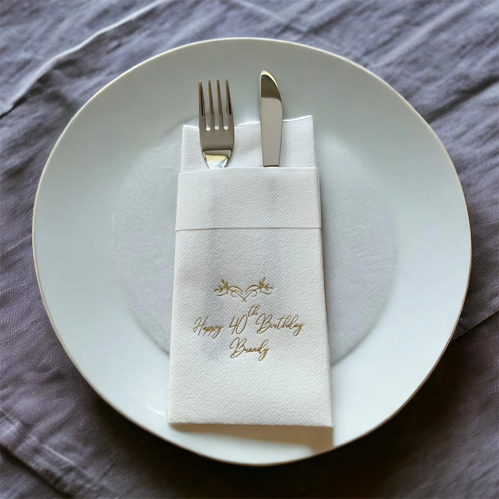 Linen Napkin Set - 25pcs Personalized Pocket Napkins, Linen Feel,