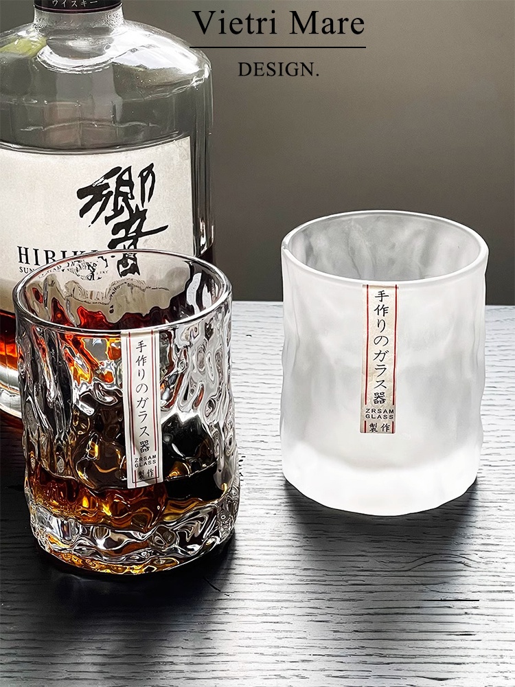 Crystal Wine Glass - Handmade Vietnamese Glass Cup Hammer Pattern