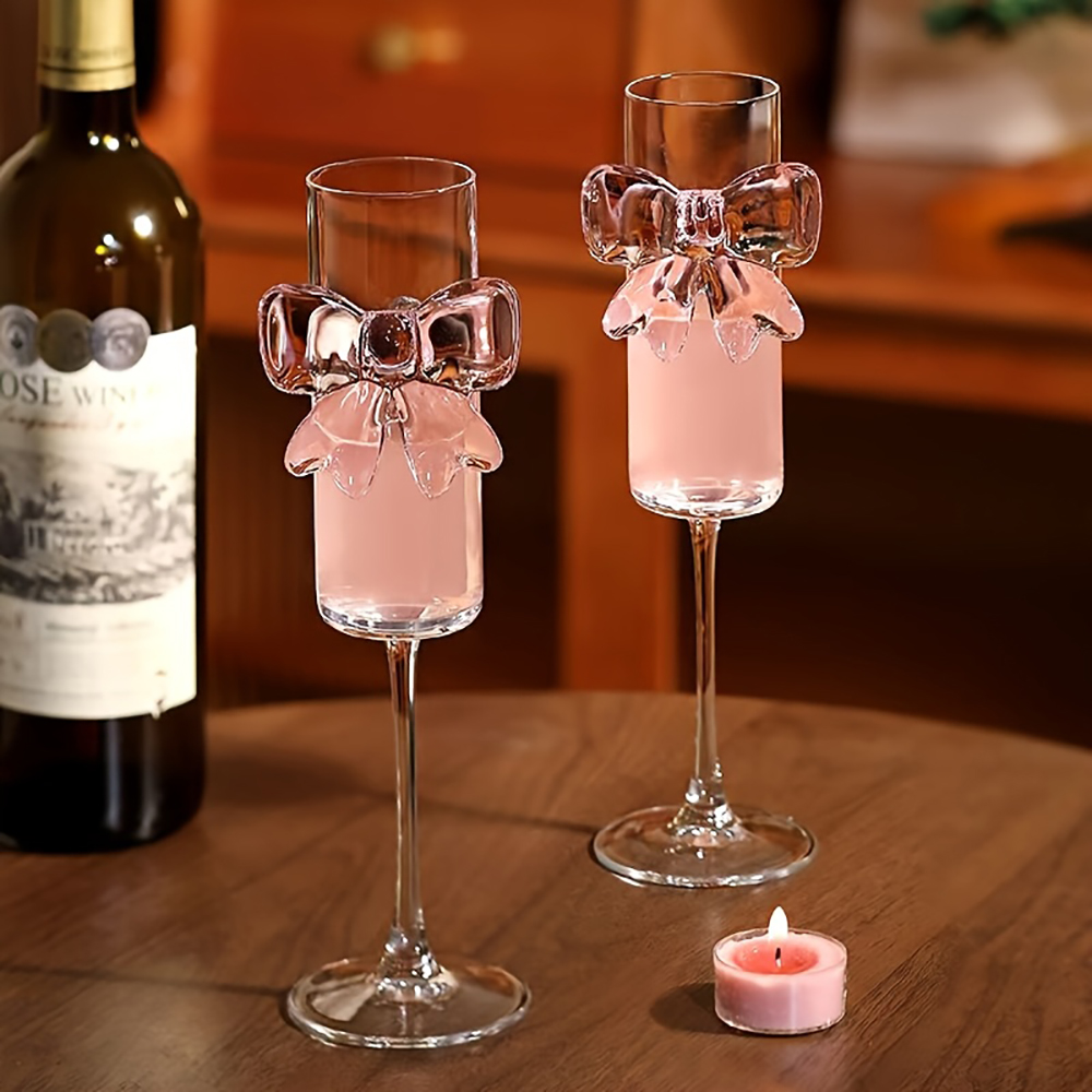 1-pack creative pink bow champ - Crystal Wine Glass review and price