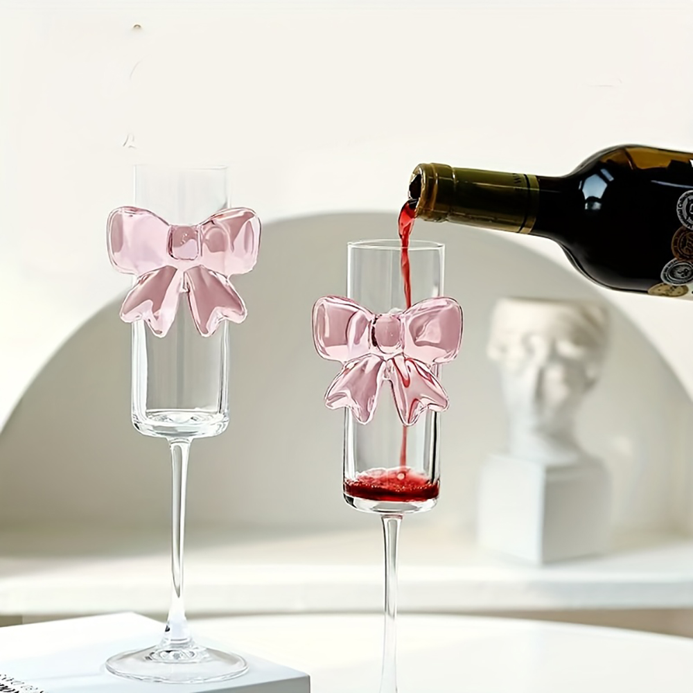 1-pack creative pink bow champ - Crystal Wine Glass review and price