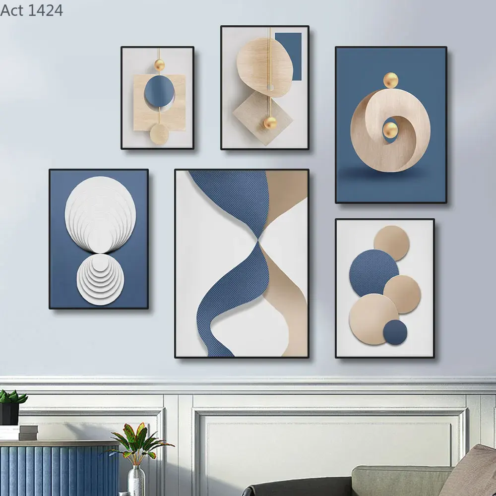 (1pc frameless)Abstract Blue W - Luxury Lifestyle Pictures review and price