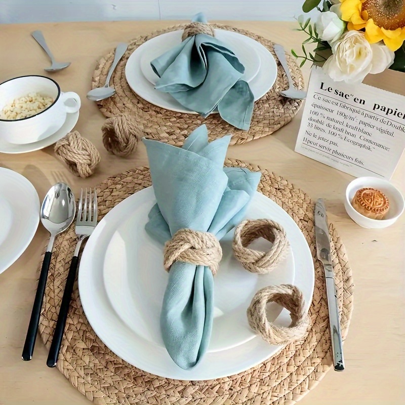 48Pcs Linen Braided Napkin Rin - Linen Napkin Set review and price