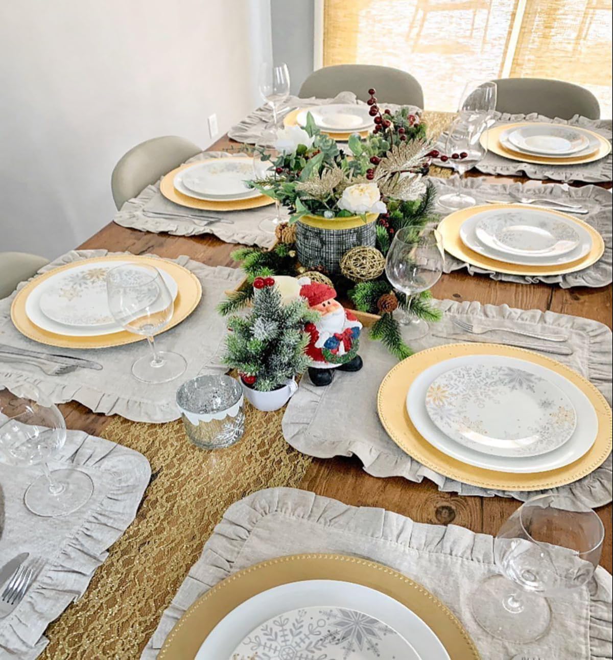 Set of 4 Linen Ruffle Dinner N - Linen Napkin Set review and price