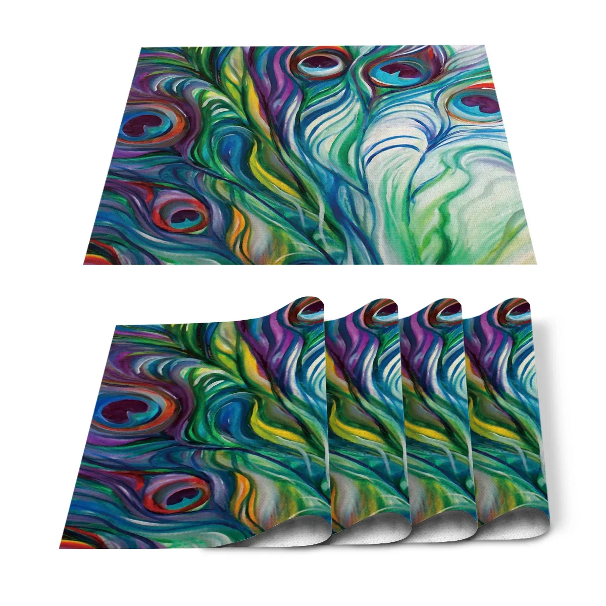 4pcs Set Table Mats Peacock Fe - Linen Napkin Set review and price