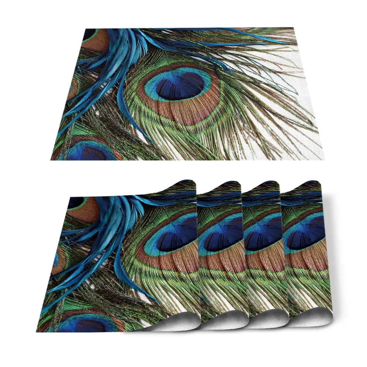 4pcs Set Table Mats Peacock Fe - Linen Napkin Set review and price